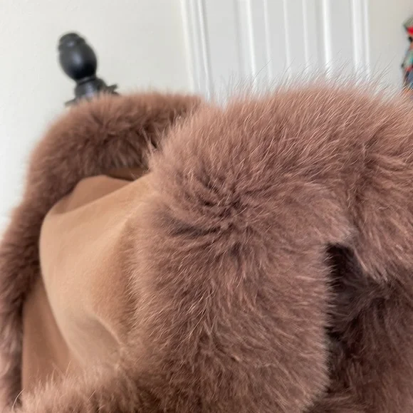 Exclusively Fancy Brown Hooded Fur-Trimmed Cape - Picture 10 of 11